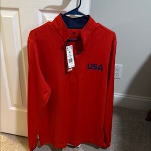 adidas Red Long Sleeve Tee with USA Logo